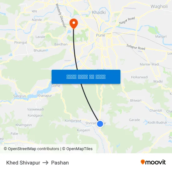 खेड शिवपुर to पाषाण map