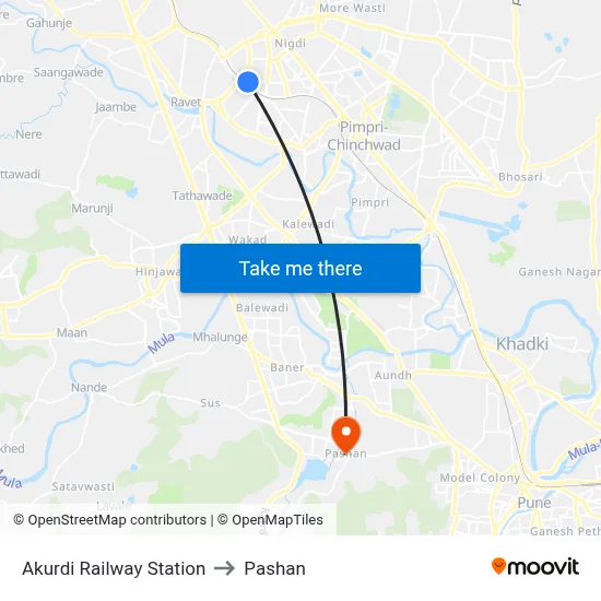अकुर्दी रेलवे स्टेशन to पाषाण map