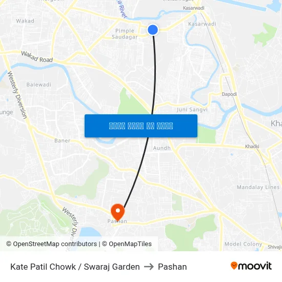 काटे पाटिल चौक / स्वराज गार्डन to पाषाण map