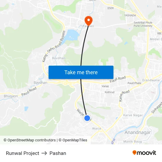 रनवाल प्रोजेक्ट to पाषाण map