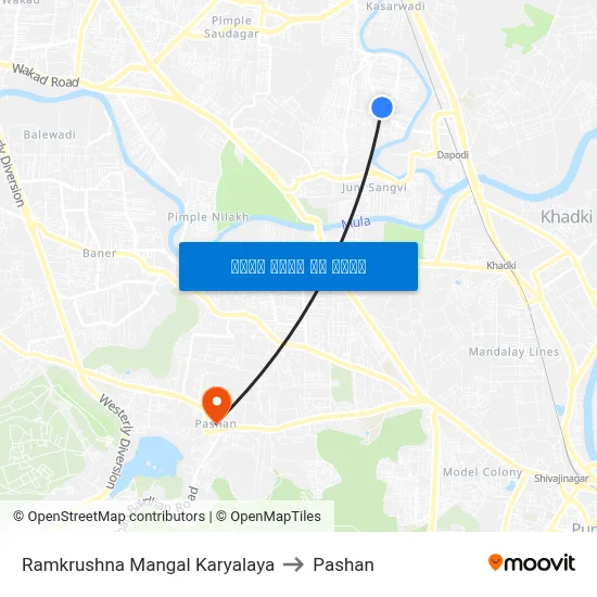 रामकृष्ण मंगल कार्यालय to पाषाण map