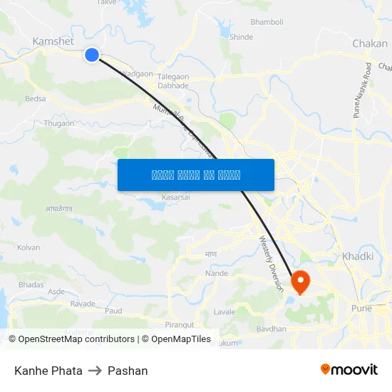 कान्हे फाटा to पाषाण map