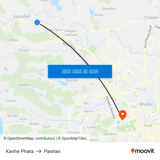 कान्हे फाटा to पाषाण map