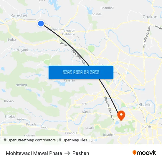 मोहितेवाडी मावल फाटा to पाषाण map