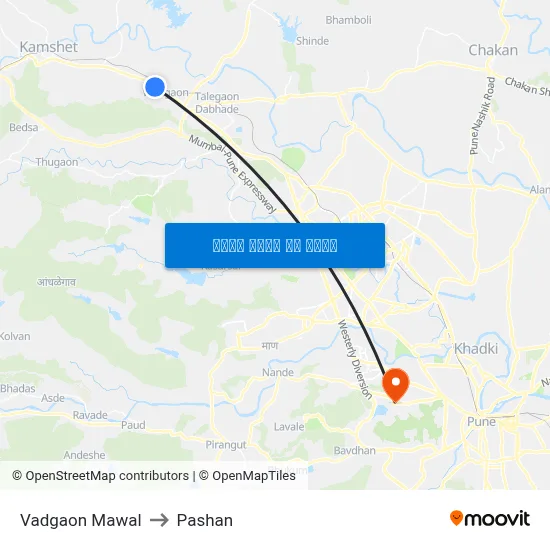 वडगांव मावळ to पाषाण map
