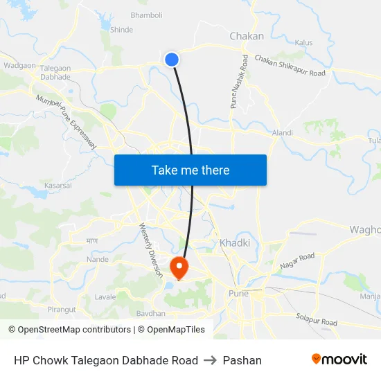 HP Chowk Talegaon Dabhade Road to Pashan map