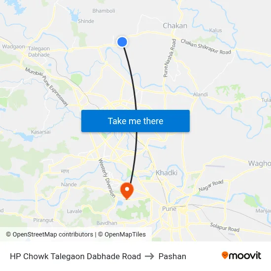 HP Chowk Talegaon Dabhade Road to Pashan map