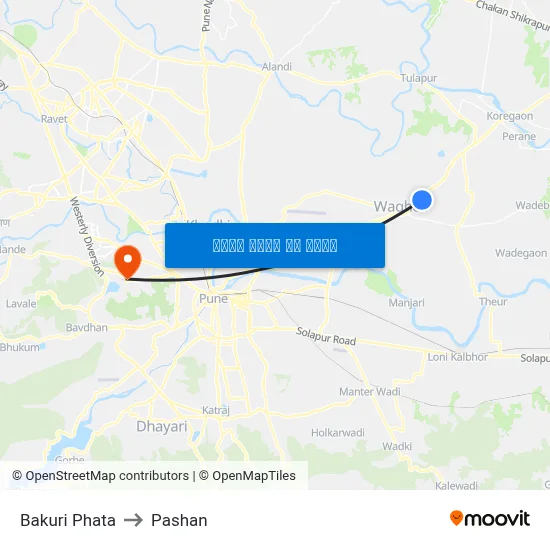 Bakori Phata to पाषाण map