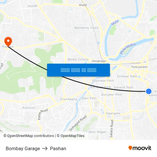 बॉम्बे गैरेज to पाषाण map