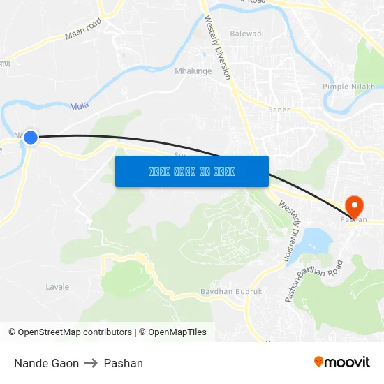 नांदे गाव to पाषाण map