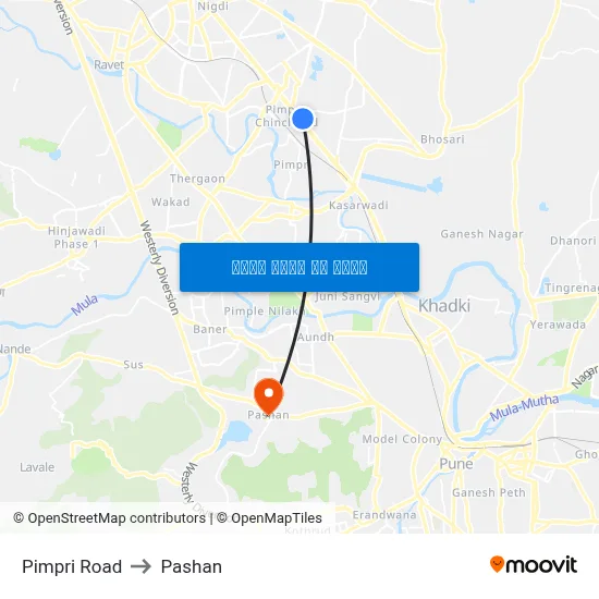 पिंपरी रोड to पाषाण map