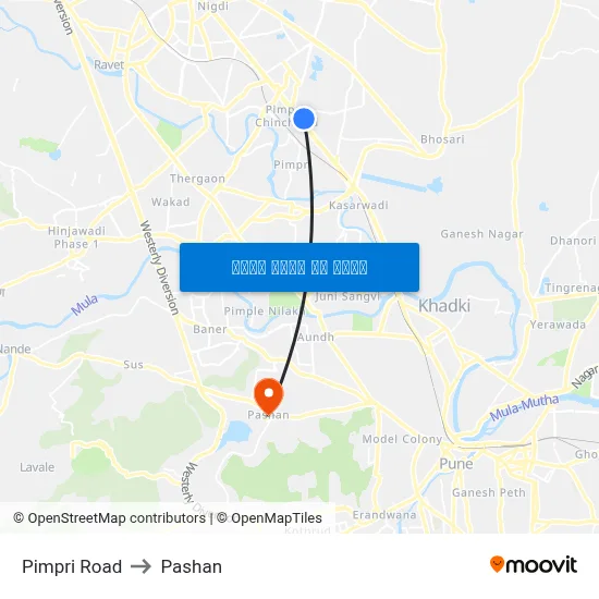 पिंपरी रोड to पाषाण map