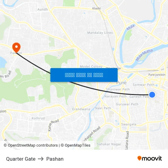 क्वार्टर गेट to पाषाण map