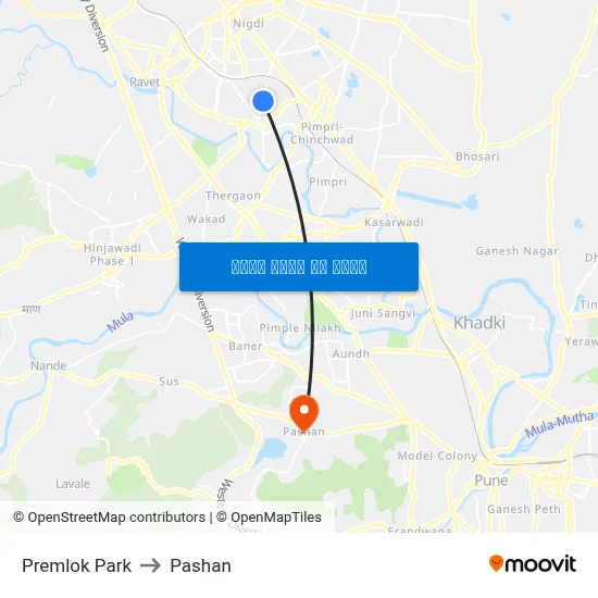 प्रेमलोक पार्क to पाषाण map