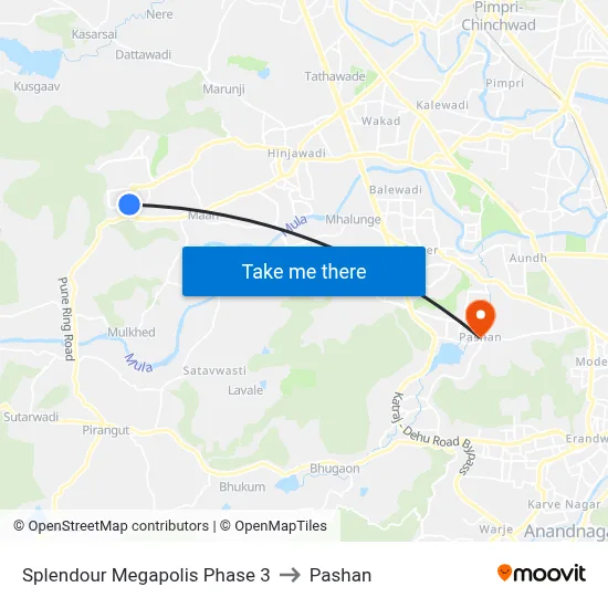स्प्लेंडर मेगापोलिस फेज 3 to पाषाण map