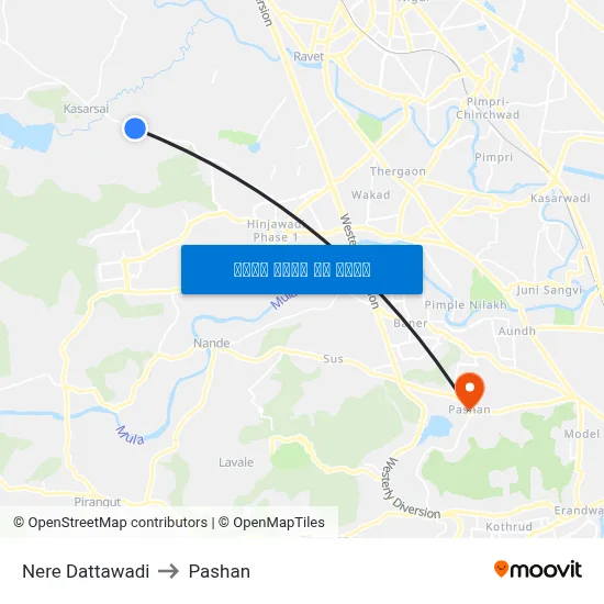 नेरे दत्तवाडी to पाषाण map