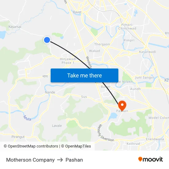 Motherson Company to Pashan map