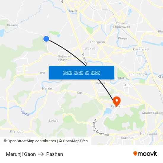 मारुंजी गाव to पाषाण map