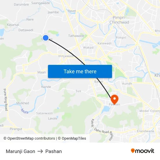 मारुंजी गाव to पाषाण map