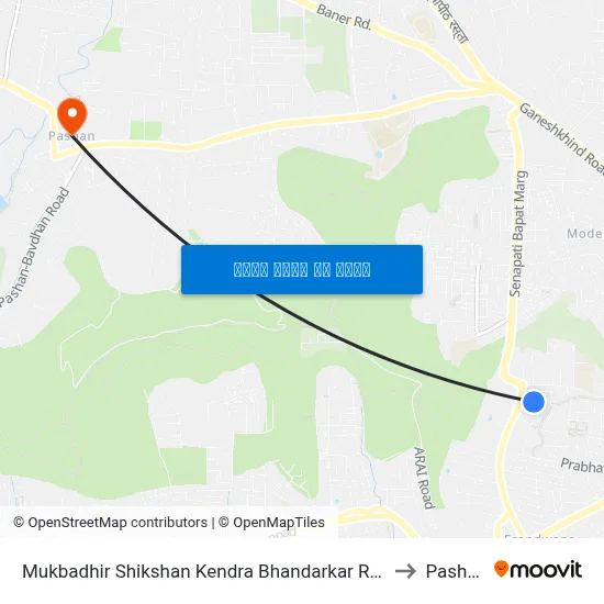 मूकबधिर शिक्षण केंद्र भांडारकर रोड to पाषाण map