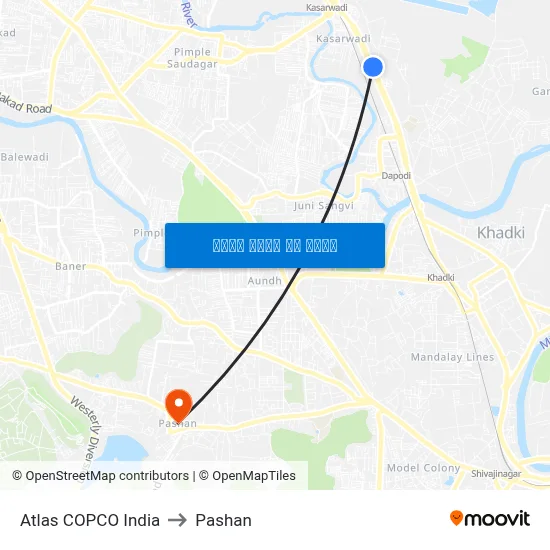 एटलस कॉप्को इंडिया to पाषाण map