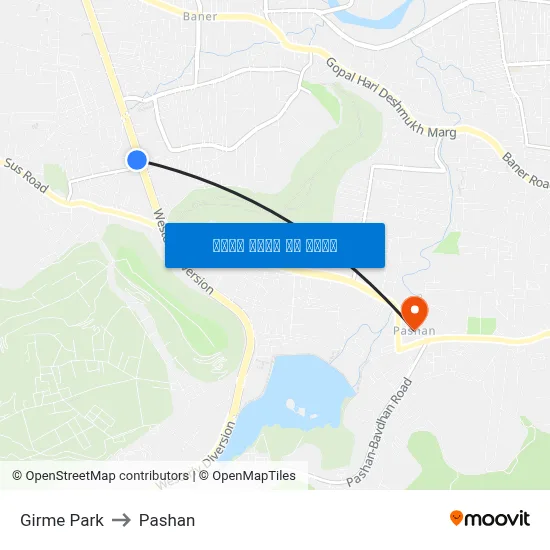 गिरमे पार्क to पाषाण map