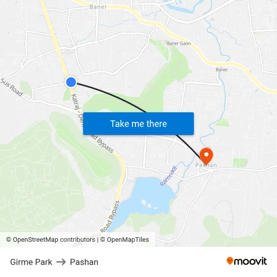 गिरमे पार्क to पाषाण map