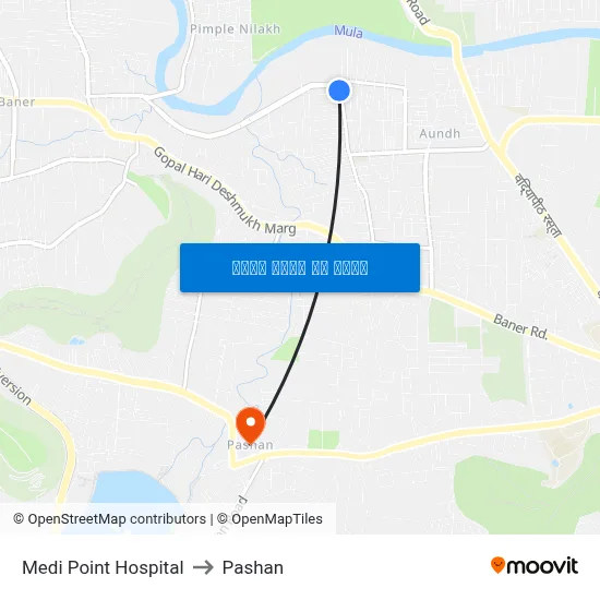 मेडी पॉइंट हॉस्पिटल to पाषाण map