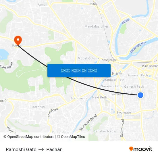 रामोशी गेट to पाषाण map