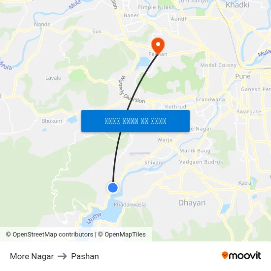 मोरे नगर to पाषाण map