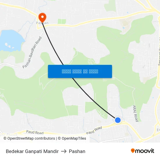बेडेकर गणपति मंदिर to पाषाण map