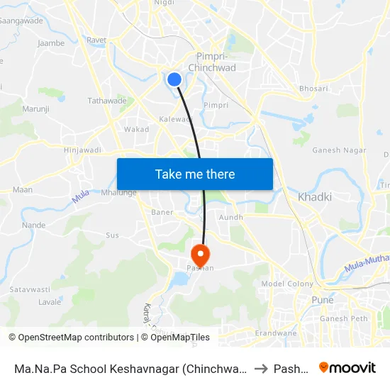 मा.न.पा स्कूल केशवनगर (चिंचवड) to पाषाण map