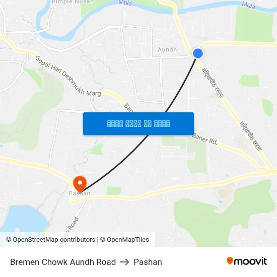 ब्रेमेन चौक औंध रोड to पाषाण map