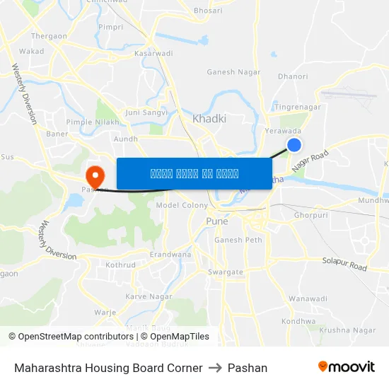 महाराष्ट्र हाउसिंग बोर्ड कॉर्नर to पाषाण map