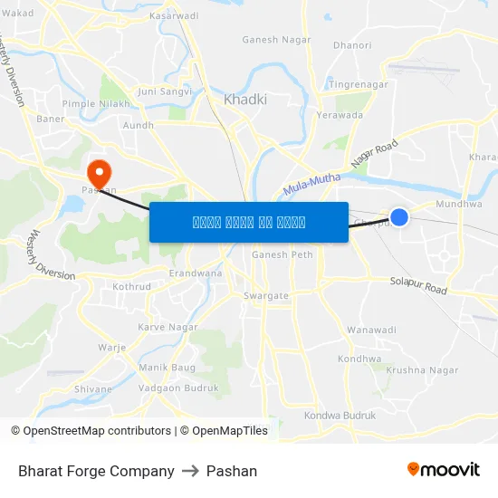 Bharat Forge Company to Pashan map
