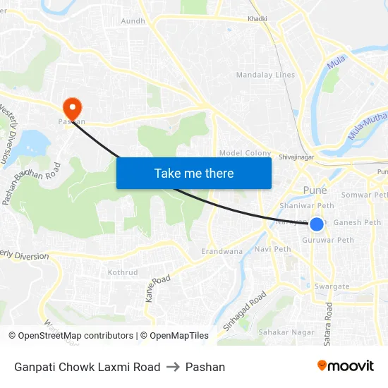 Ganpati Chowk Laxmi Road to Pashan map