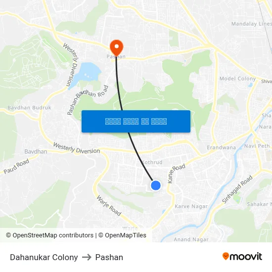 दहानुकर कॉलोनी to पाषाण map