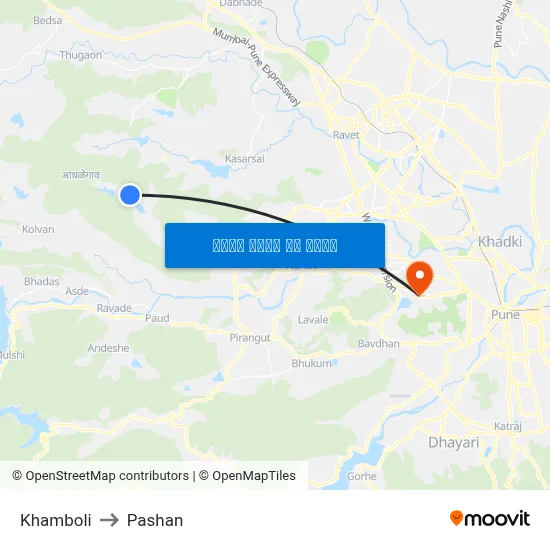 खांबोली to पाषाण map