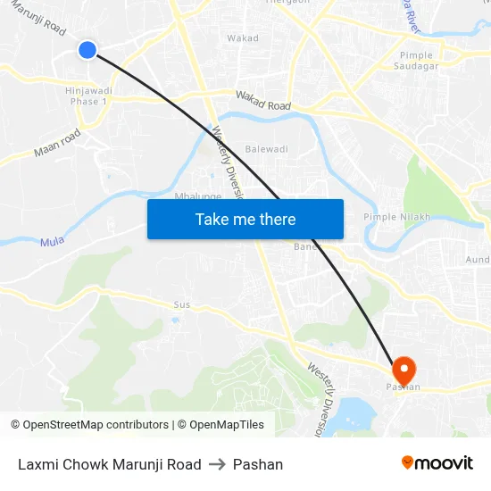 Laxmi Chowk Marunji Road to Pashan map