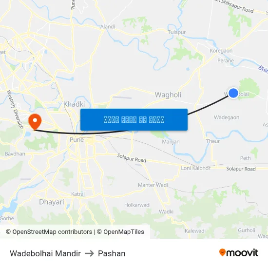 वडेबोलहाई मंदिर to पाषाण map
