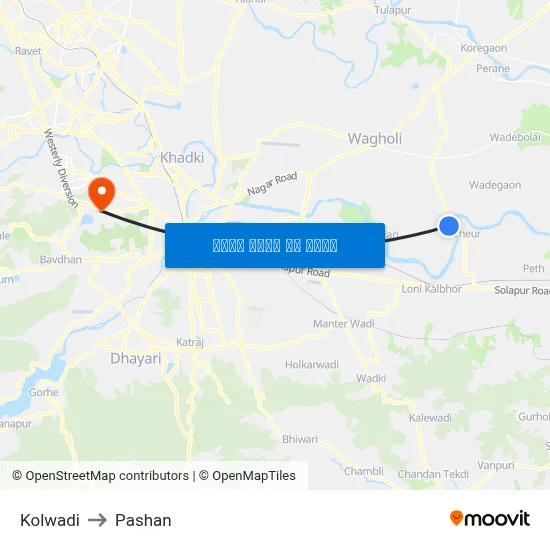 कोलवाडी to पाषाण map