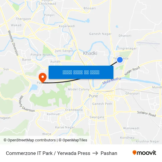 कॉमरझोन आईटी पार्क / येरवाडा प्रेस to पाषाण map