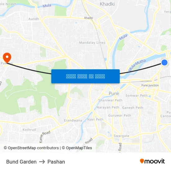 बुंद गार्डन to पाषाण map