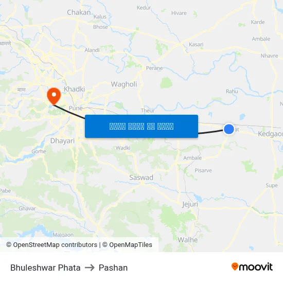 भुलेश्वर फाटा to पाषाण map