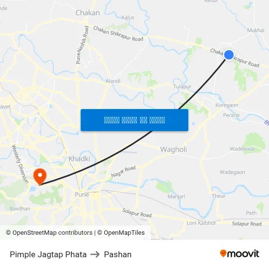 पिंपले जगताप फाटा to पाषाण map