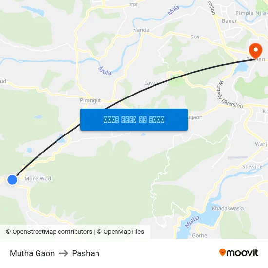 मुठा गाव to पाषाण map