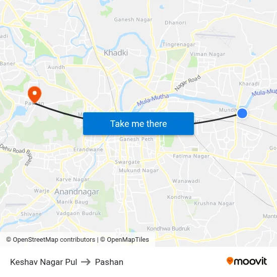 केशव नगर पूल to पाषाण map