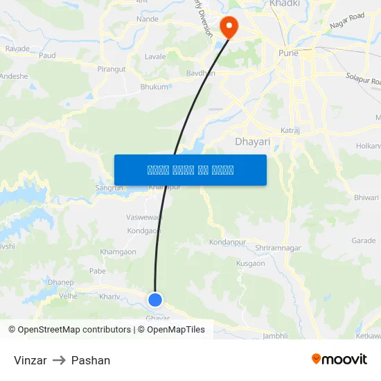 विंझर to पाषाण map