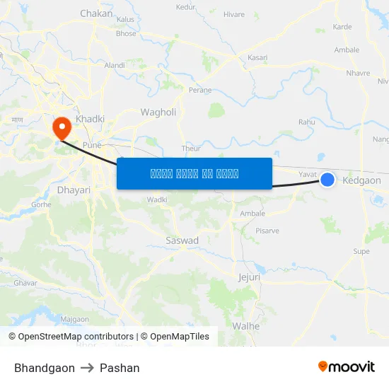 भांडगाव to पाषाण map