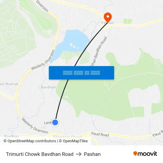 त्रिमूर्ति चौक बावधन रोड to पाषाण map
